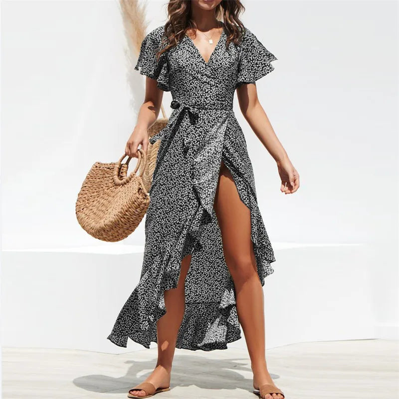 Chiffon Boho Wrap Maxi Dress Aurelia Rose