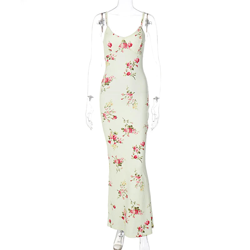 Knit Bodycon Backless Maxi Dress Aurore Rose