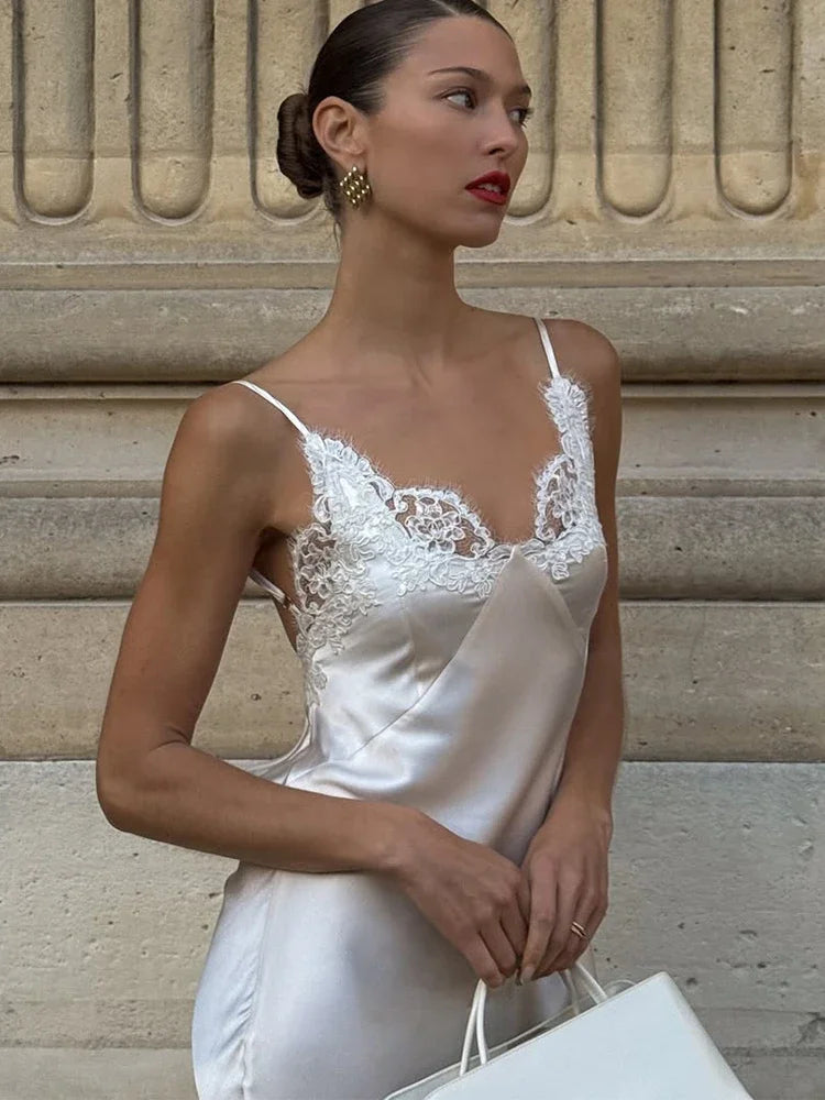 Vestido largo de satén Celeste Rose