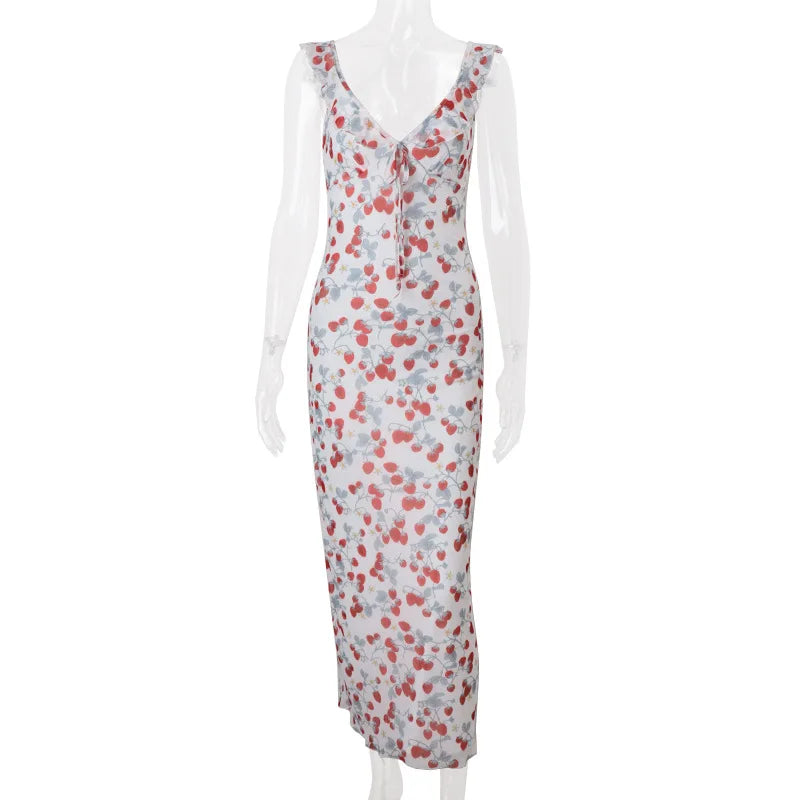 Floral Print Backless Maxi Dress Solène Rose