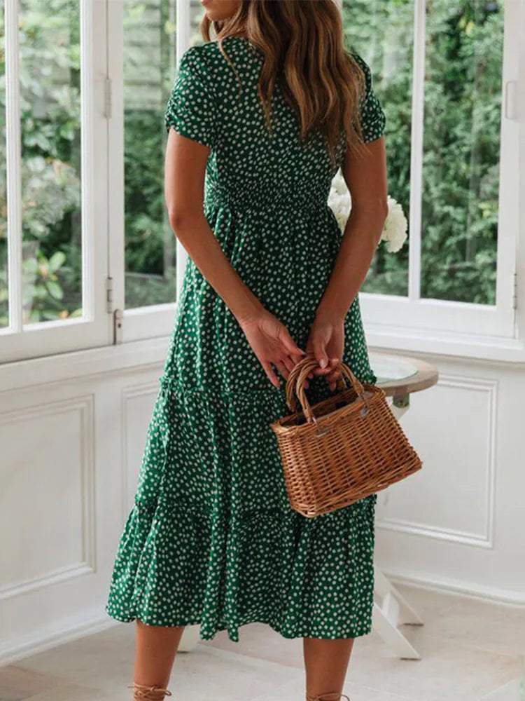Floral Puff Sleeve Maxi Dress Isolde Rose