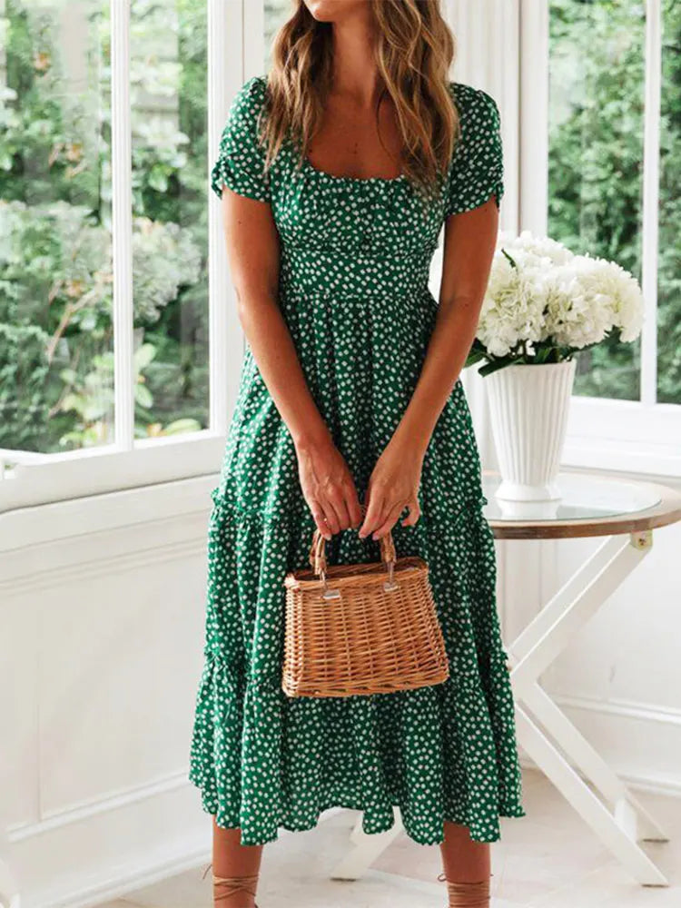 Floral Puff Sleeve Maxi Dress Isolde Rose