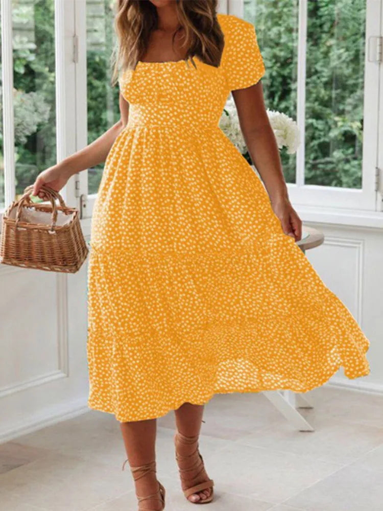 Floral Puff Sleeve Maxi Dress Isolde Rose