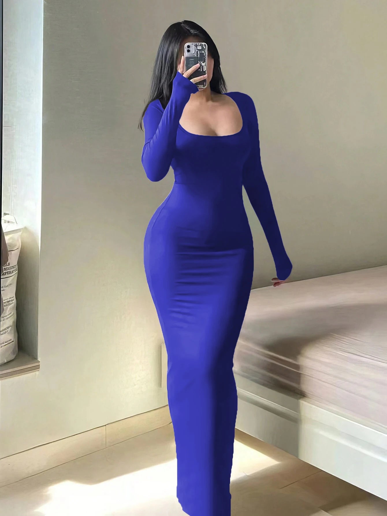 Long Sleeve Bodycon Midi Dress Isolde Rose
