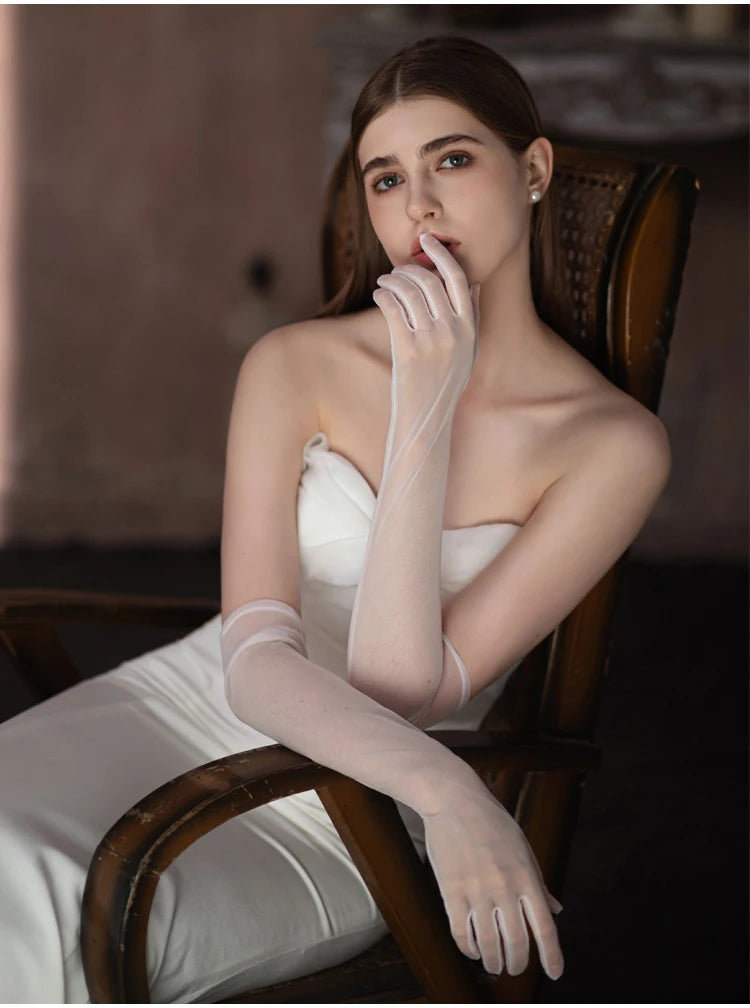 Soft Tulle Opera Bridal Gloves Seraphina Rose