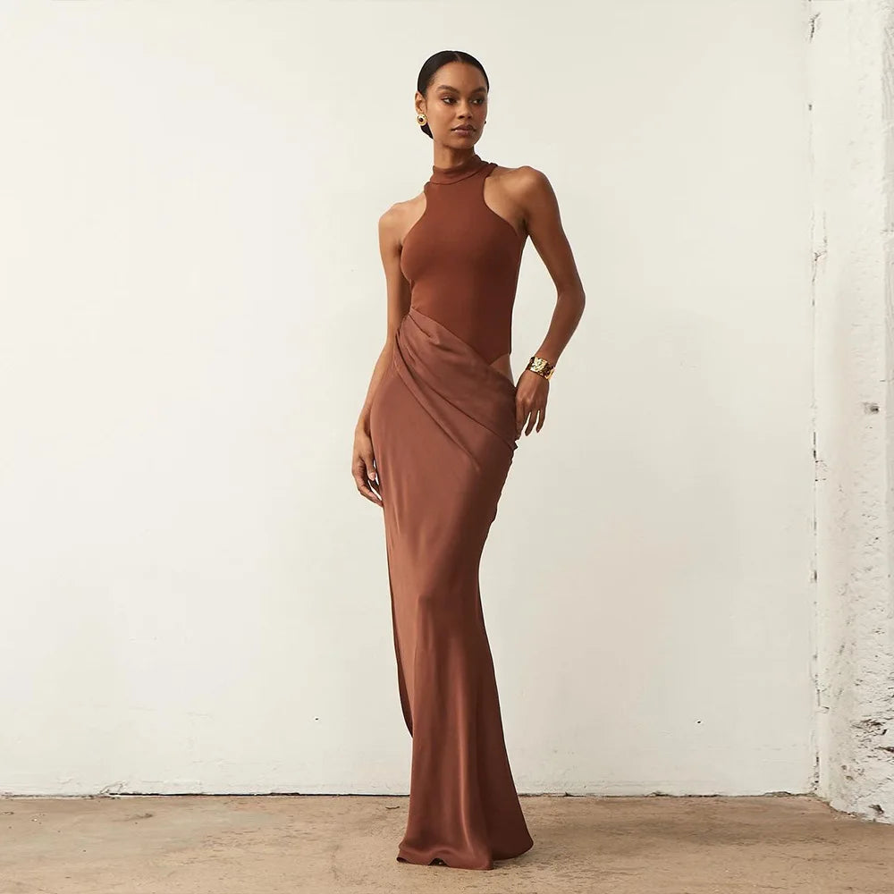 Satin Cut-Out Maxi Dress Lucia Rose