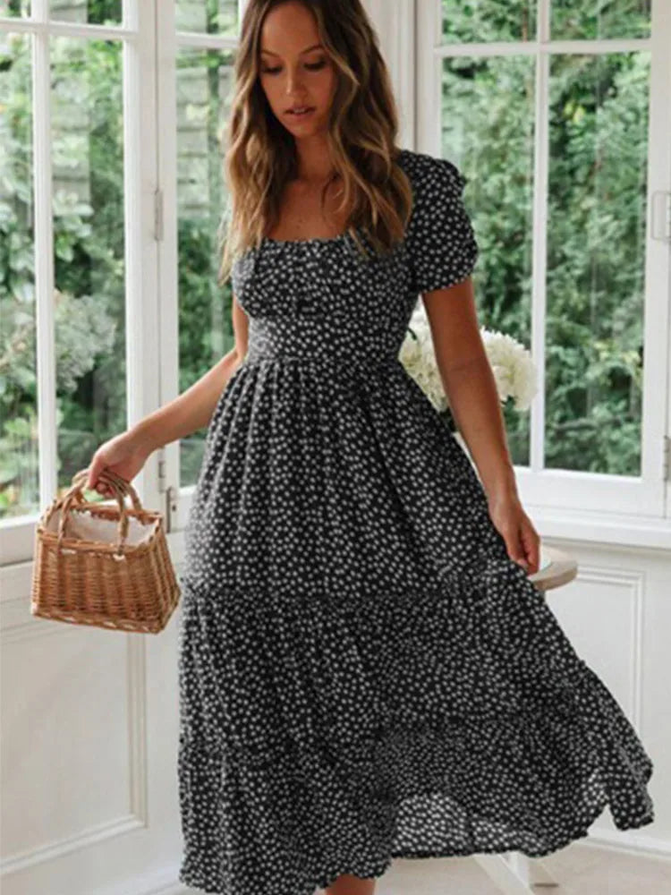 Floral Puff Sleeve Maxi Dress Isolde Rose