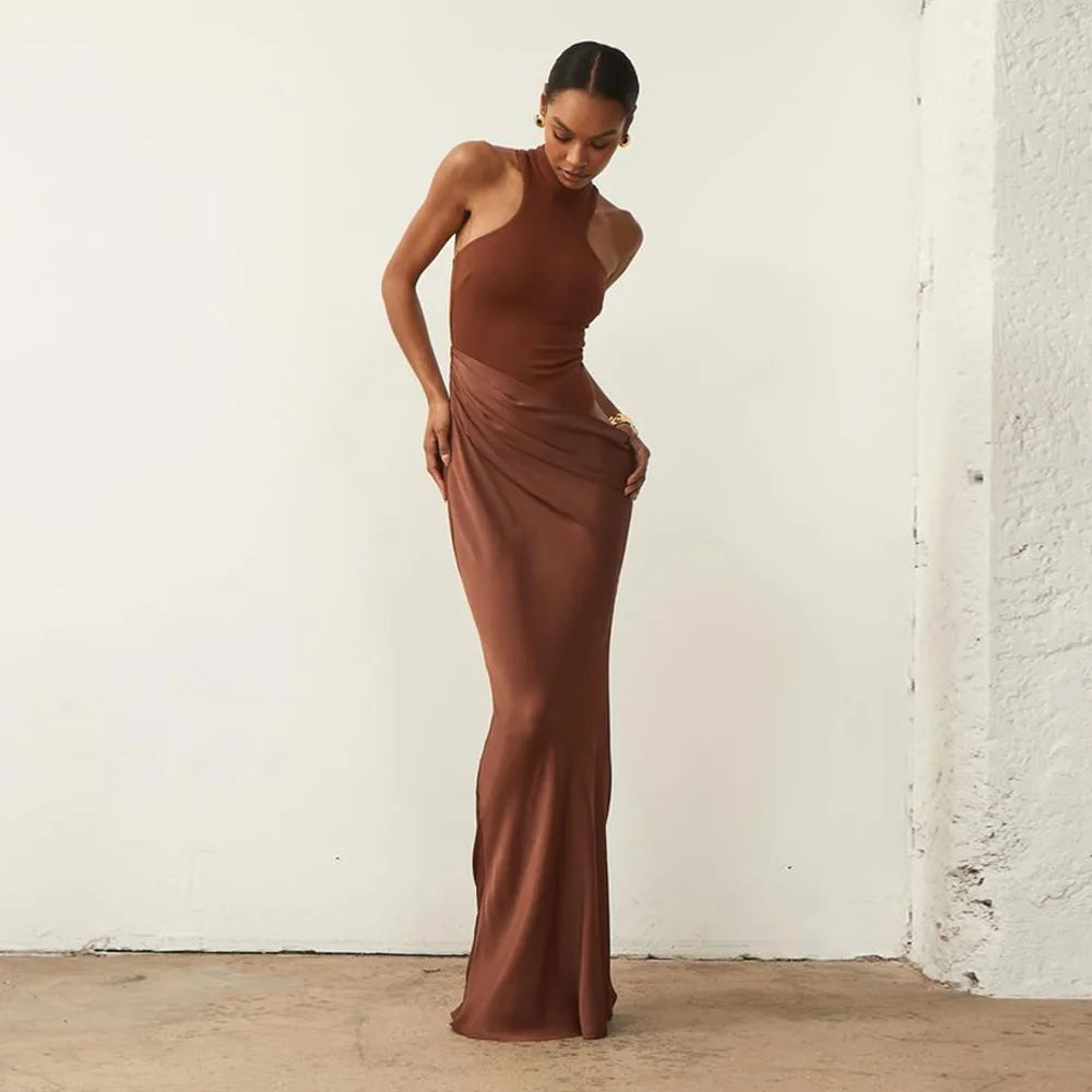 Satin Cut-Out Maxi Dress Lucia Rose