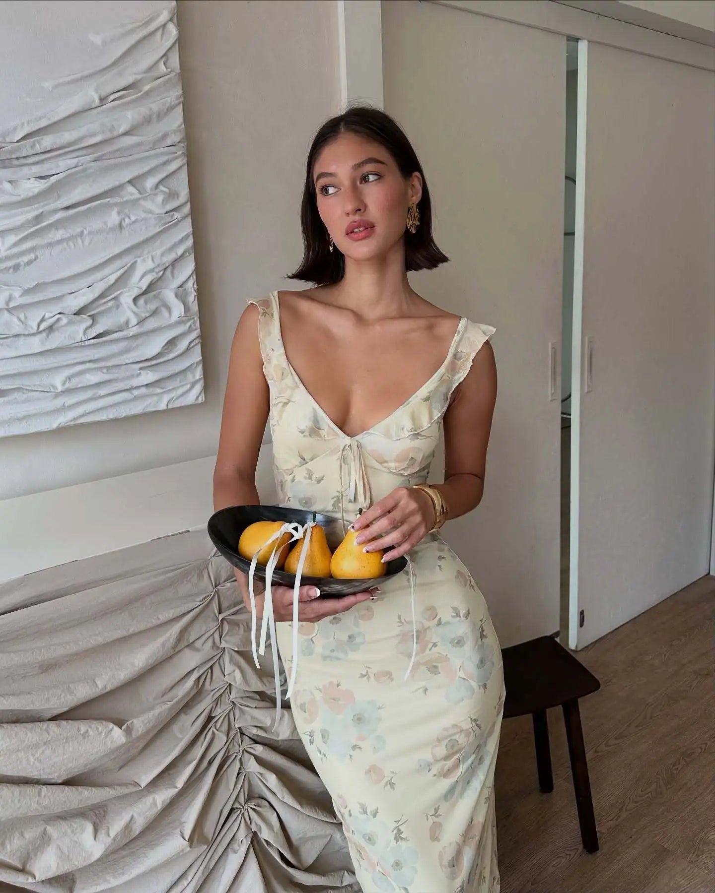 Floral Print Backless Maxi Dress Solène Rose