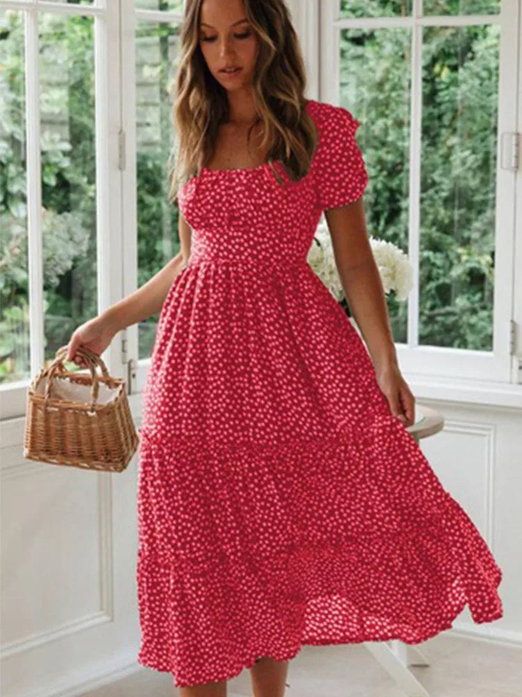 Floral Puff Sleeve Maxi Dress Isolde Rose