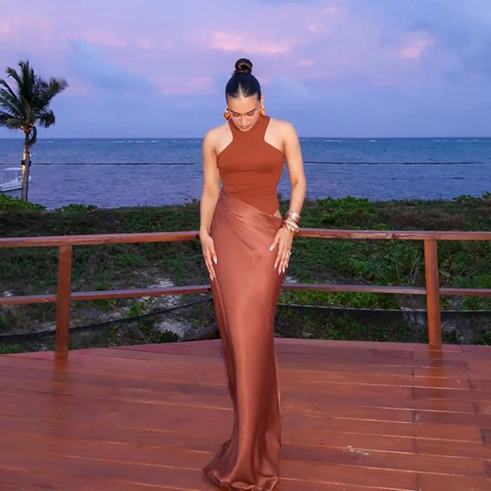 Satin Cut-Out Maxi Dress Lucia Rose