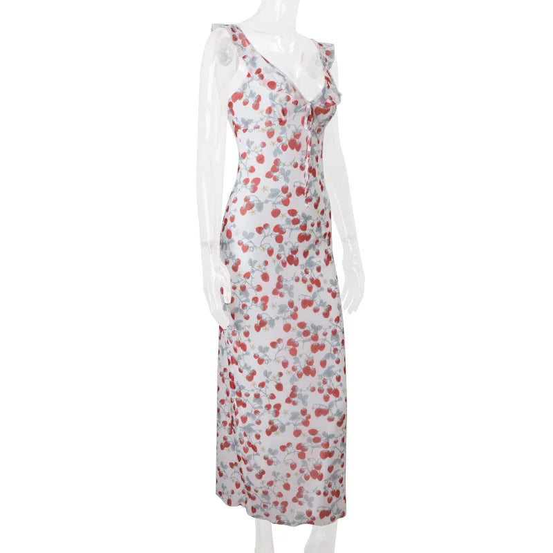 Floral Print Backless Maxi Dress Solène Rose