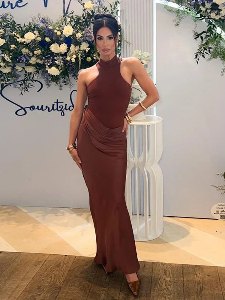 Satin Cut-Out Maxi Dress Lucia Rose