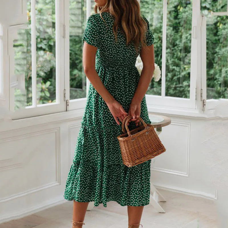 Floral Puff Sleeve Maxi Dress Isolde Rose