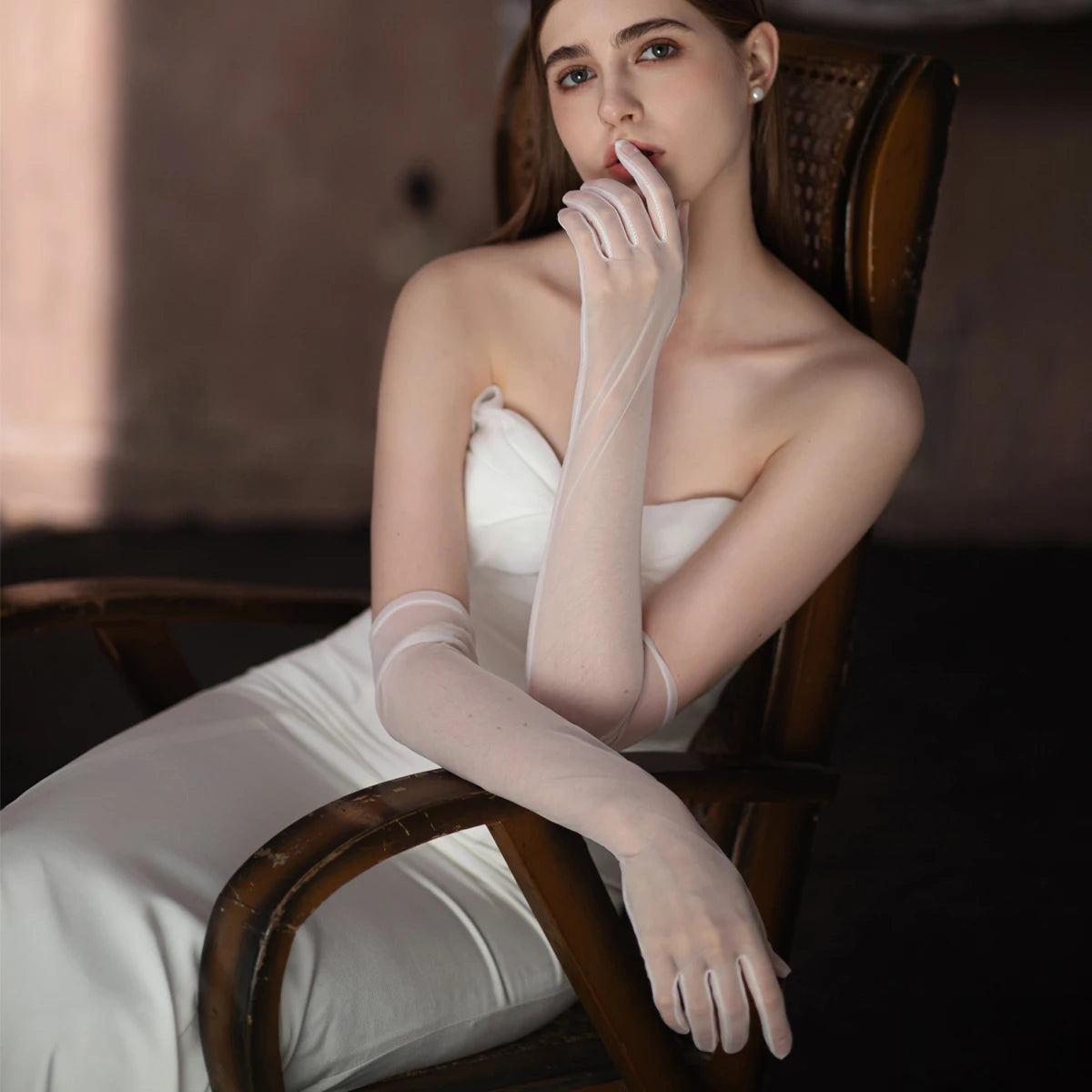 Soft Tulle Opera Bridal Gloves Seraphina Rose
