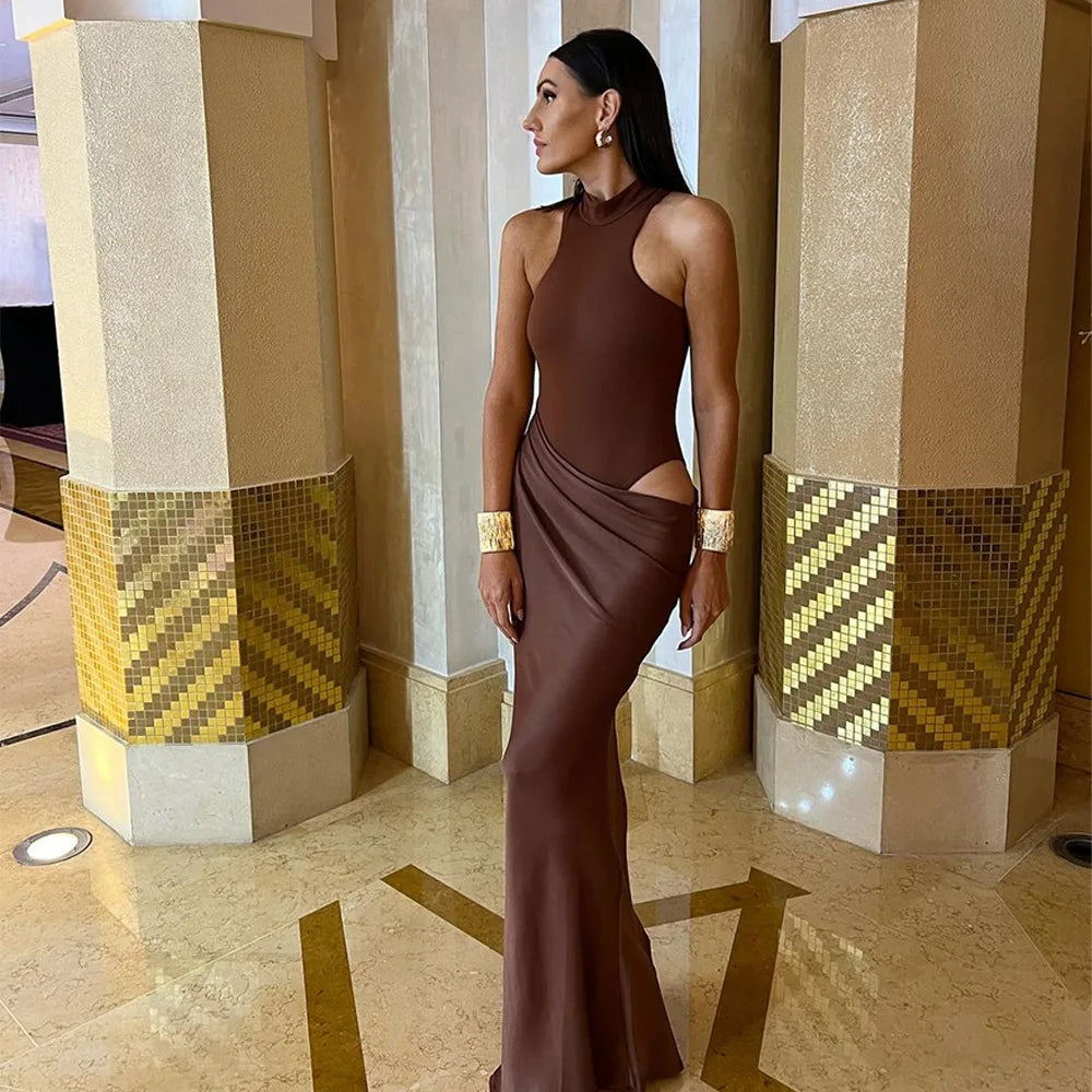 Satin Cut-Out Maxi Dress Lucia Rose