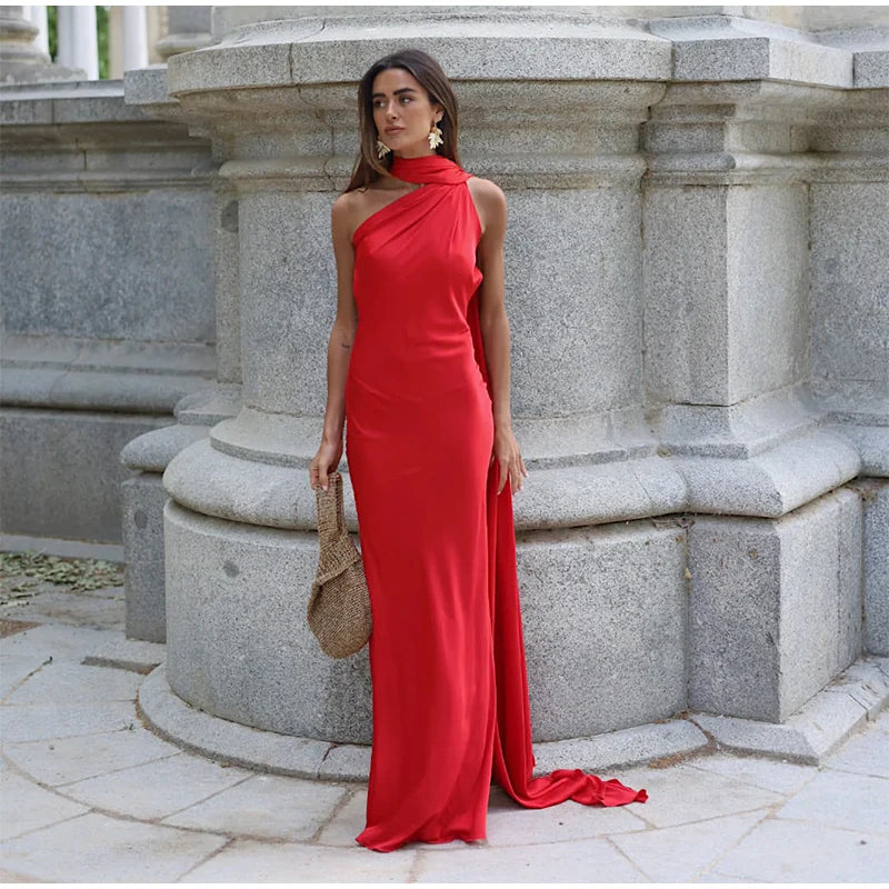 Satin-Neckholderkleid Margot Rose