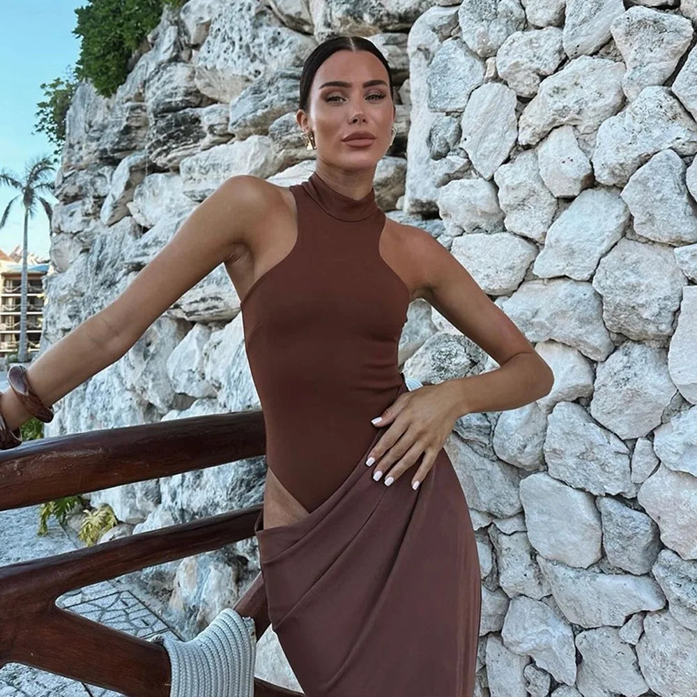 Satin Cut-Out Maxi Dress Lucia Rose