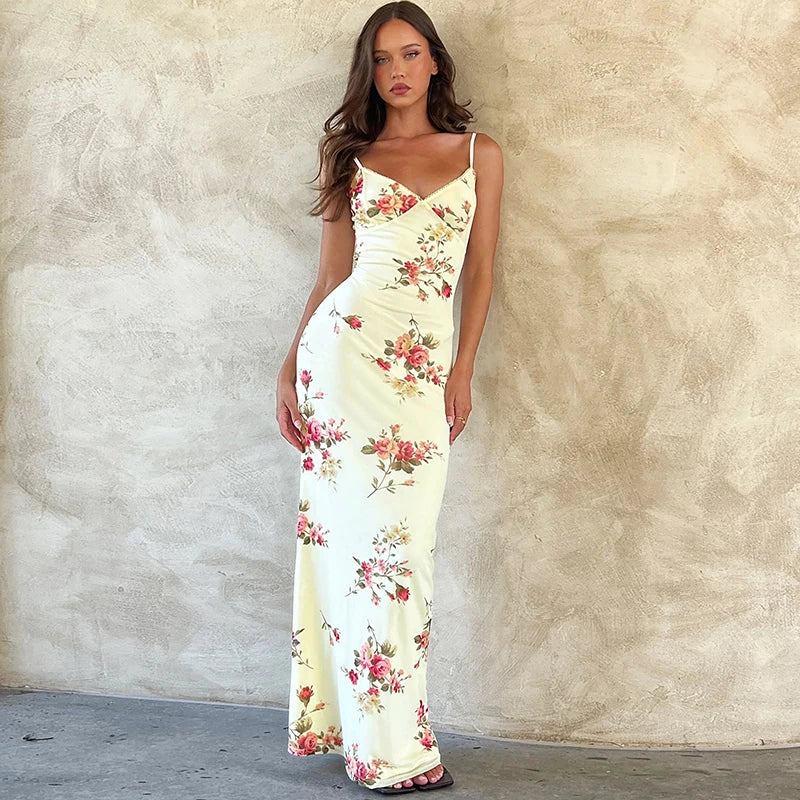 Knit Bodycon Backless Maxi Dress Aurore Rose
