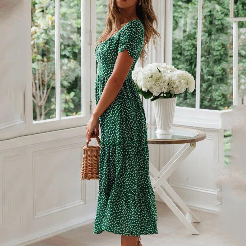 Floral Puff Sleeve Maxi Dress Isolde Rose