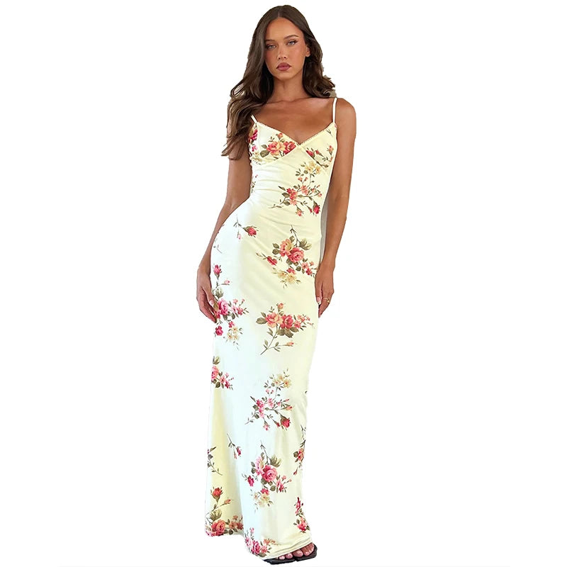 Knit Bodycon Backless Maxi Dress Aurore Rose