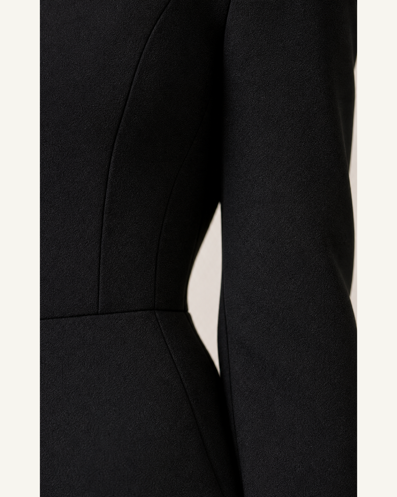 Long Sleeve Mermaid Prom Gown Amara Rose - Black - Fabric Closeup