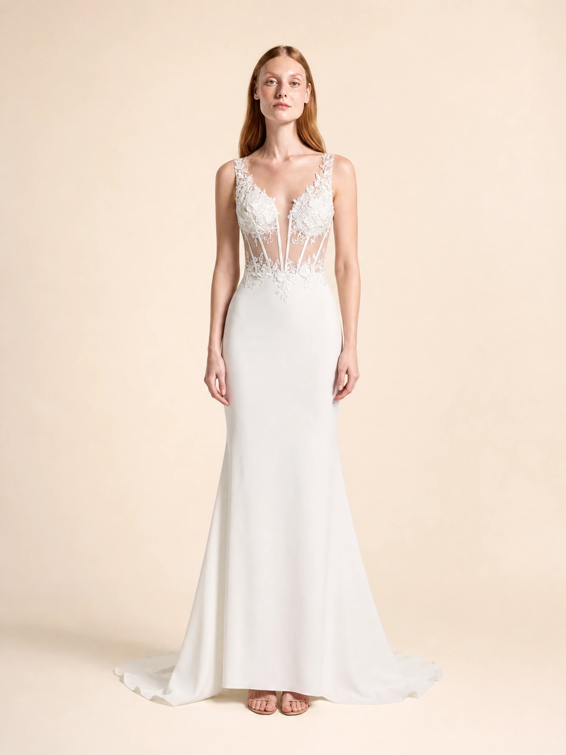 Beaded Chiffon Prom Gown Rosalind Rose - White 3040 - 01 front