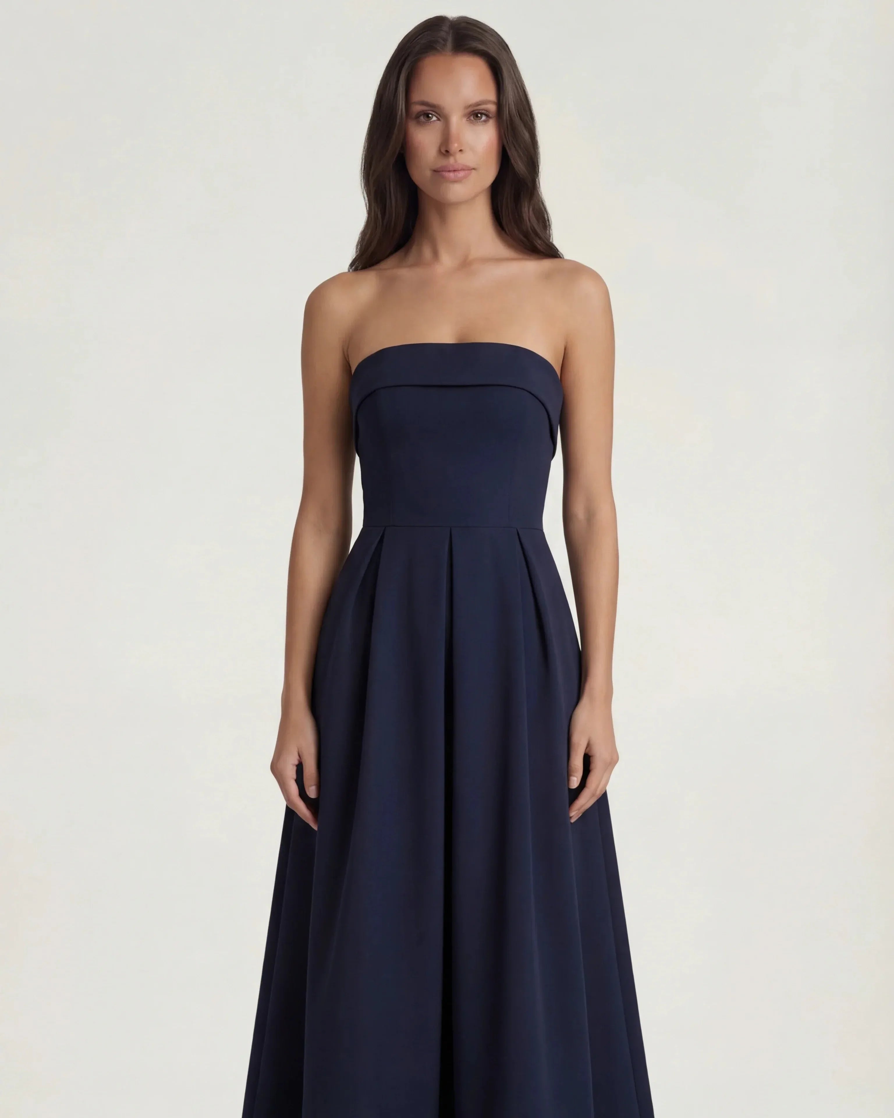 Navy Blue wrap midi dress with flattering draped fit, Penelope Rose by Rose & Mews