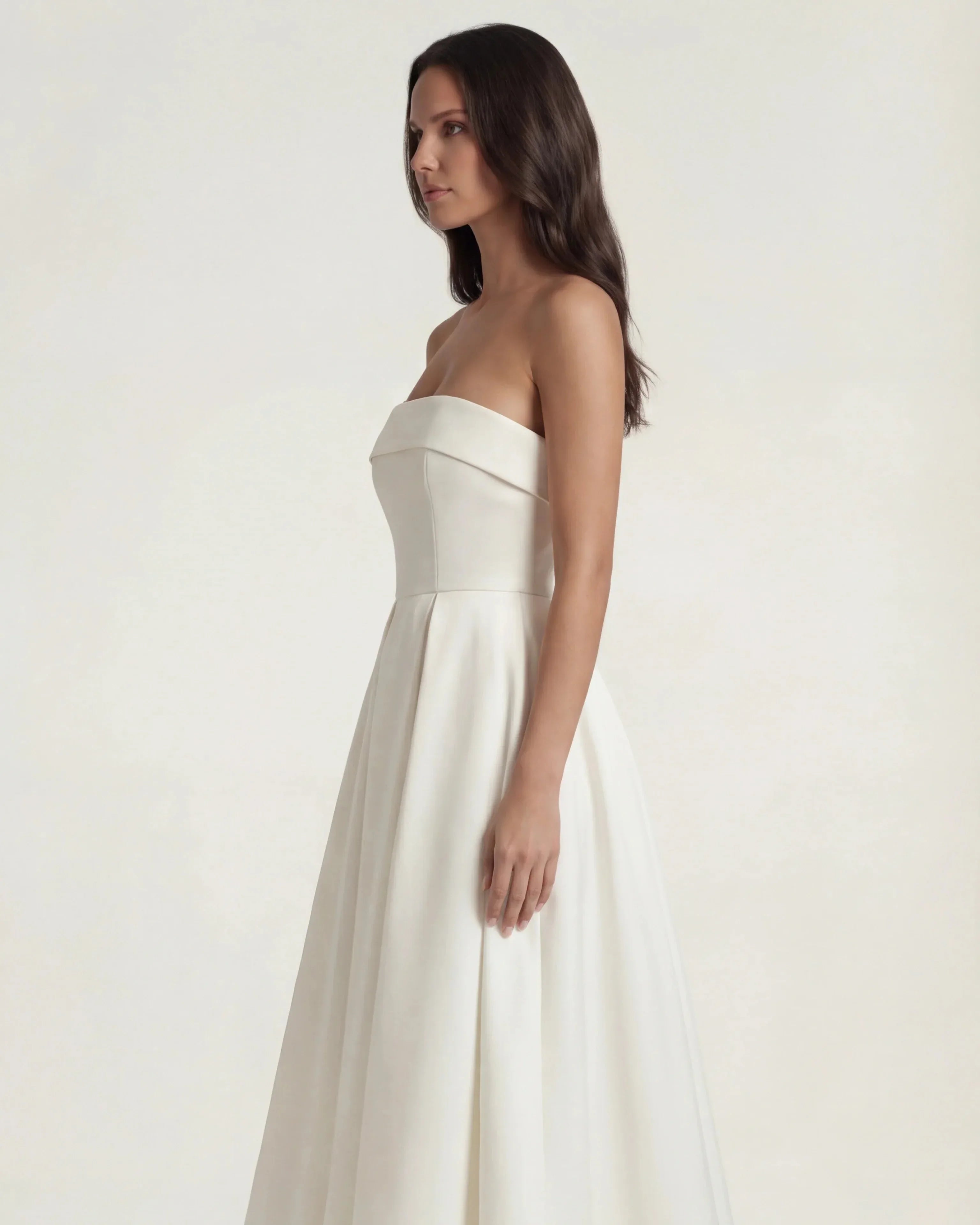 White wrap midi dress with flattering draped fit, Penelope Rose by Rose & Mews