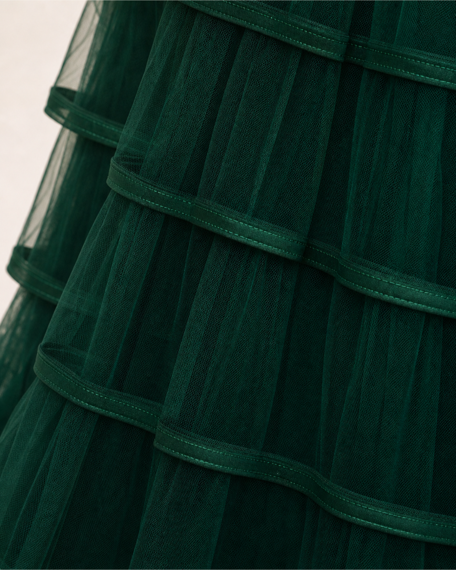 Fuchsia Pleated Prom Gown Florence Rose - Emerald Green - Fabric Closeup