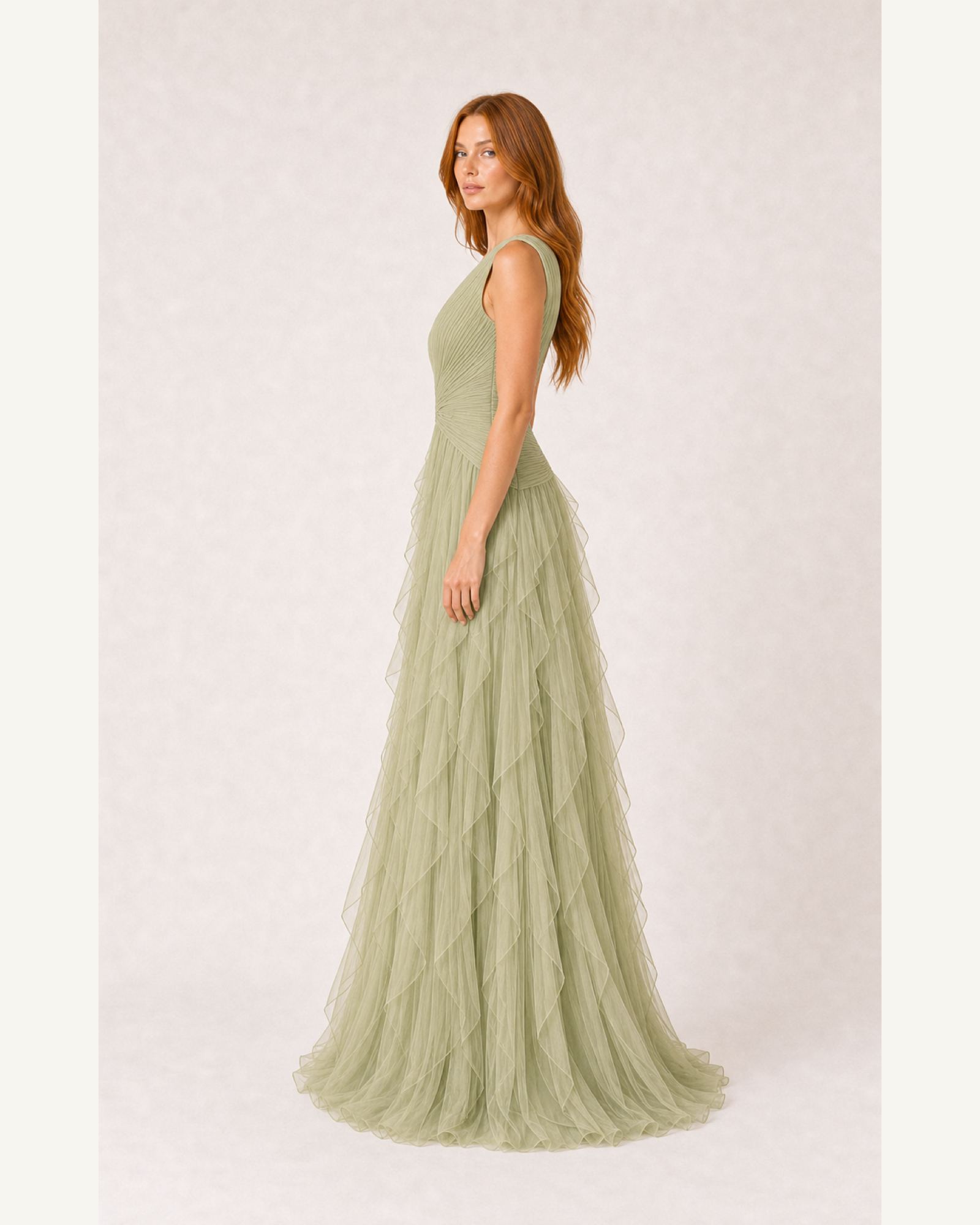 Fuchsia Pleated Prom Gown Florence Rose - Pistachio - Right Profile