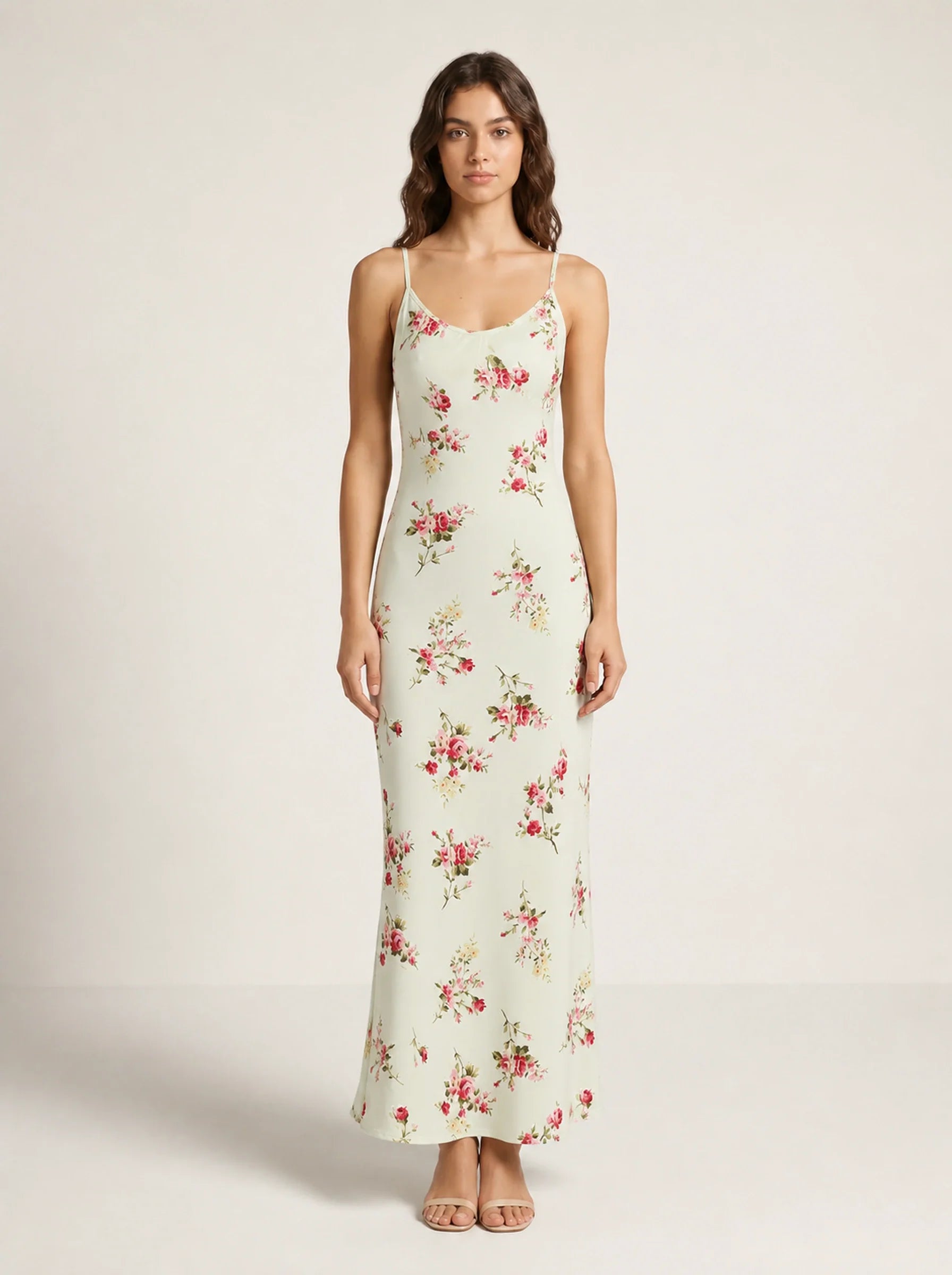 Knit Bodycon Backless Maxi Dress Aurore Rose - Apricot - Front