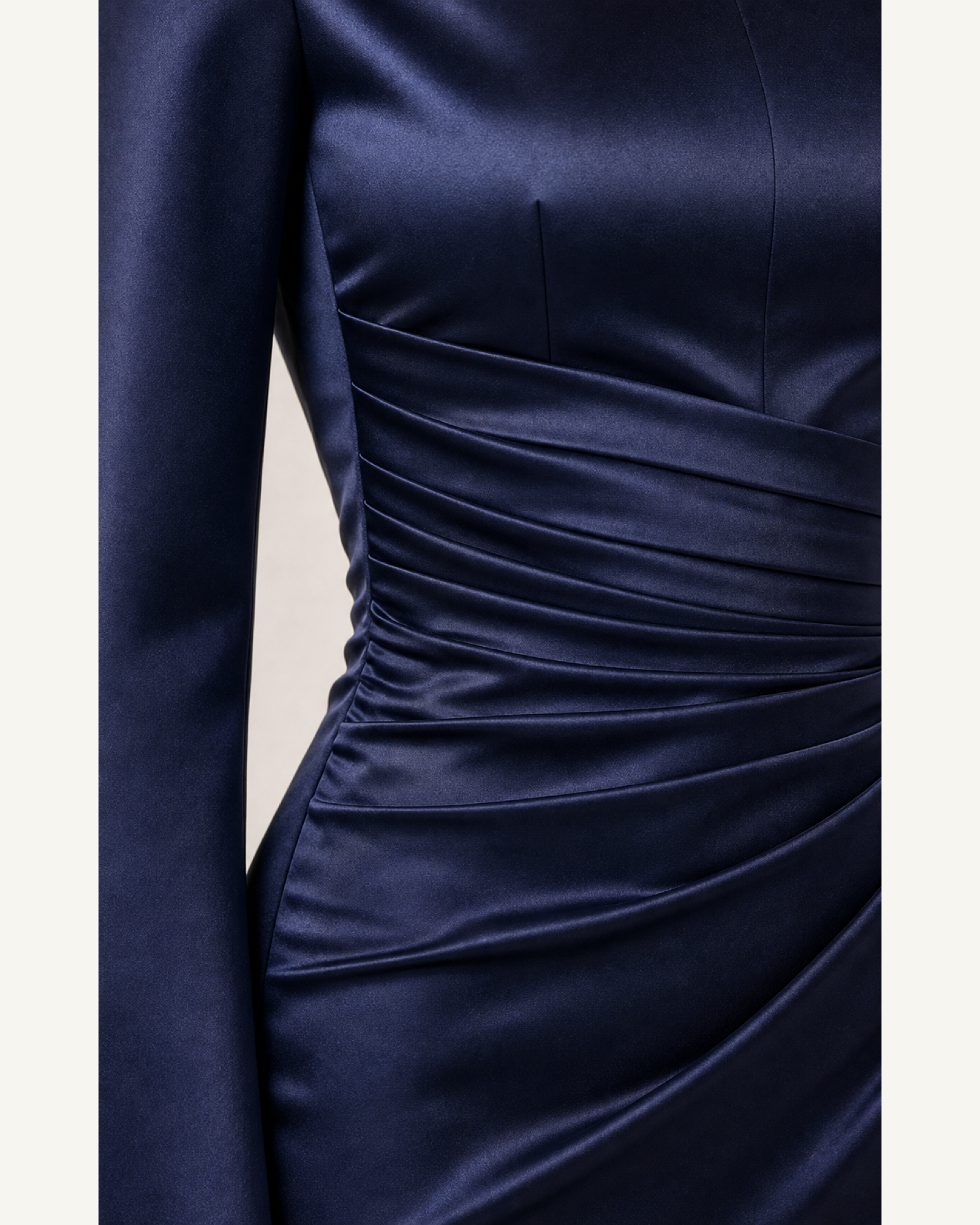 Burgundy Satin Mermaid Gown Lily Rose - Navy Blue - Fabric Closeup