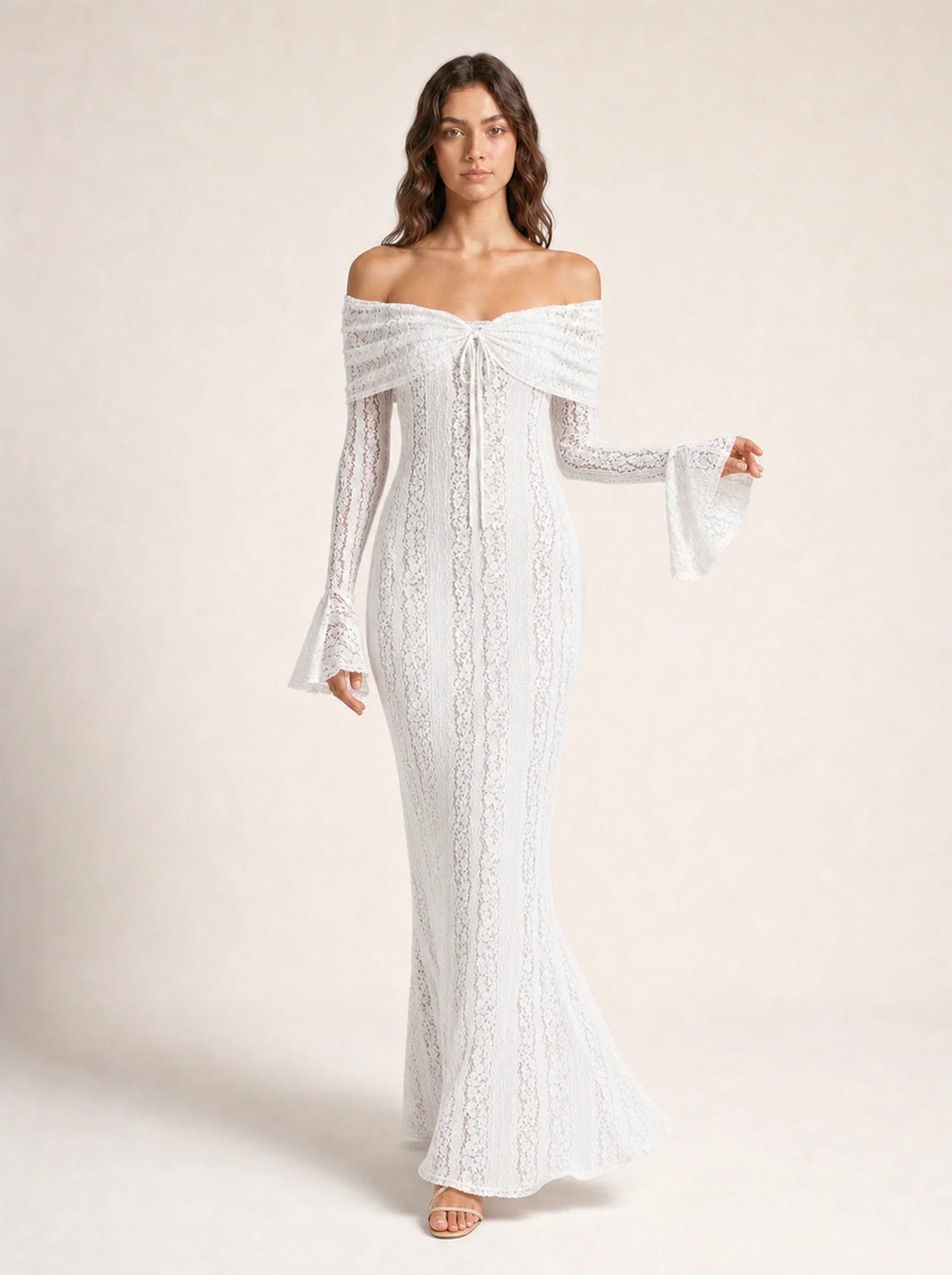 Lace Long Sleeve Gown Seraphina Rose - White - 05 Movement