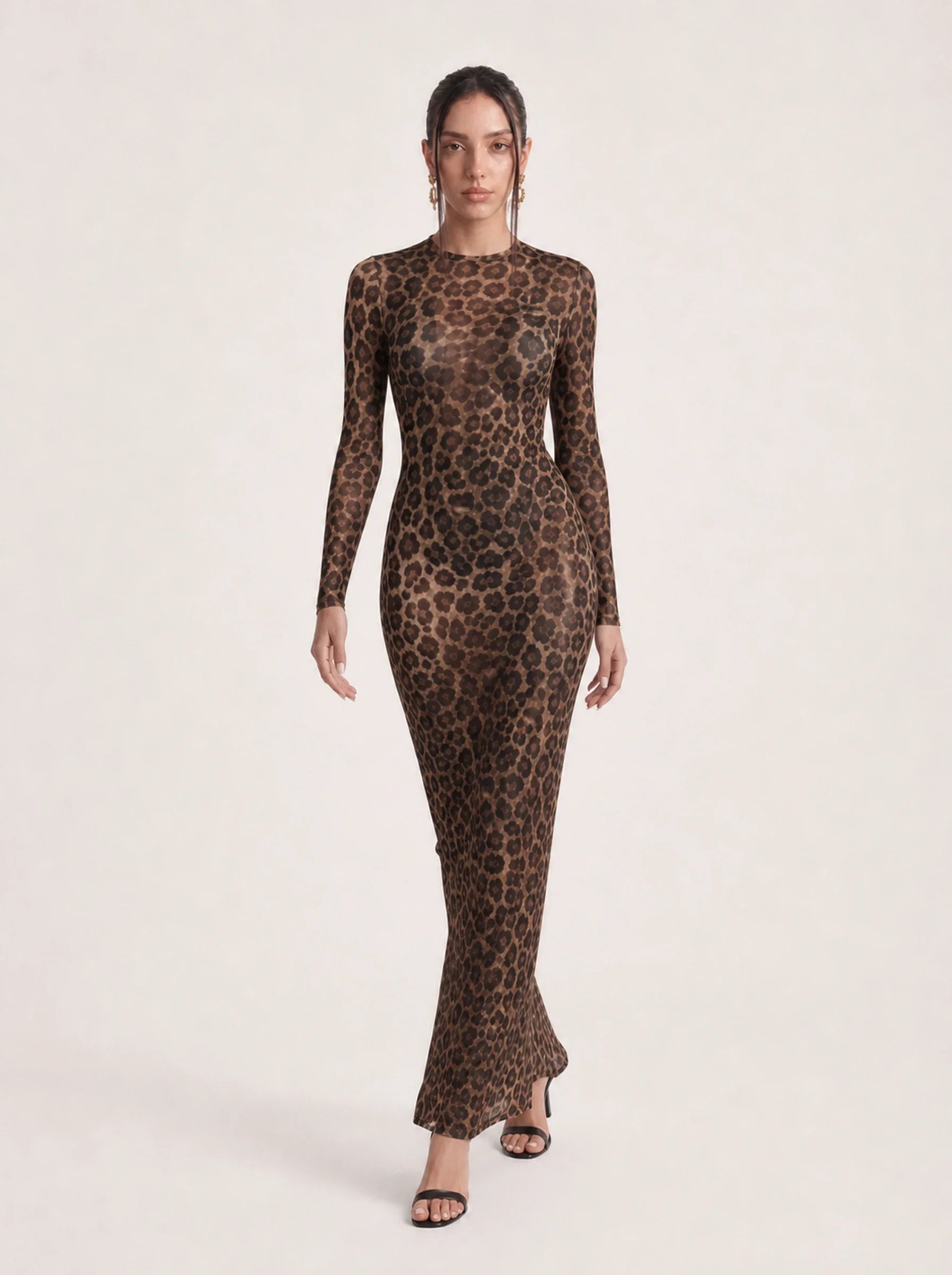 Mesh Leopard Print Maxi Dress Valentina Rose - Leopard - Movement