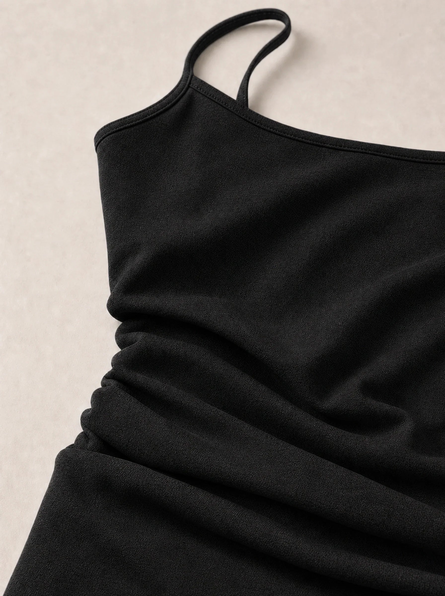 Bodycon Maxi Dress Bianca Rose in black — fabric texture detail