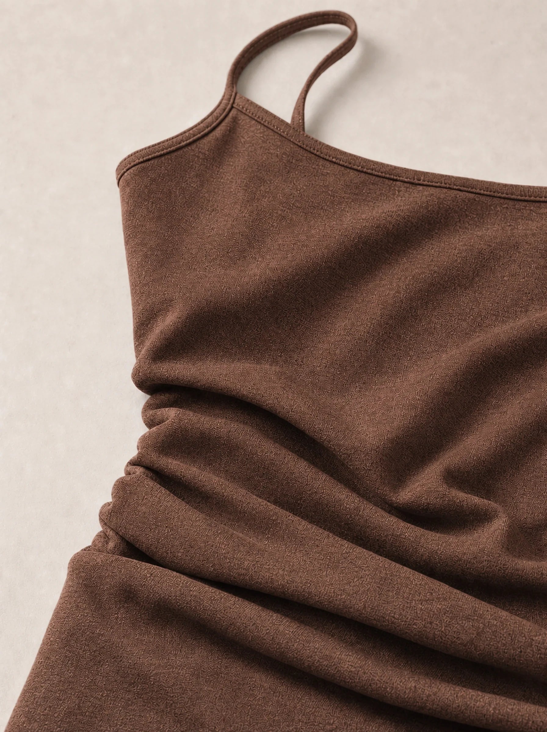 Bodycon Maxi Dress Bianca Rose in brown — fabric texture detail