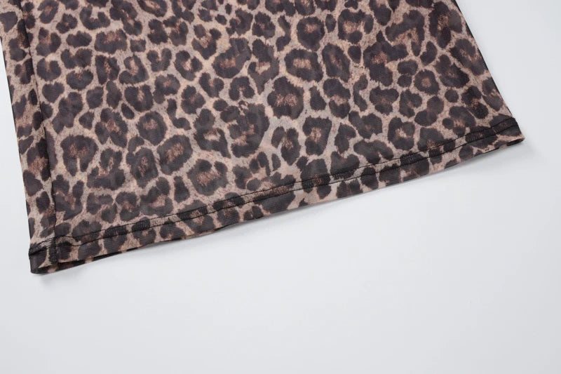Mesh Leopard Print Maxi Dress Valentina Rose