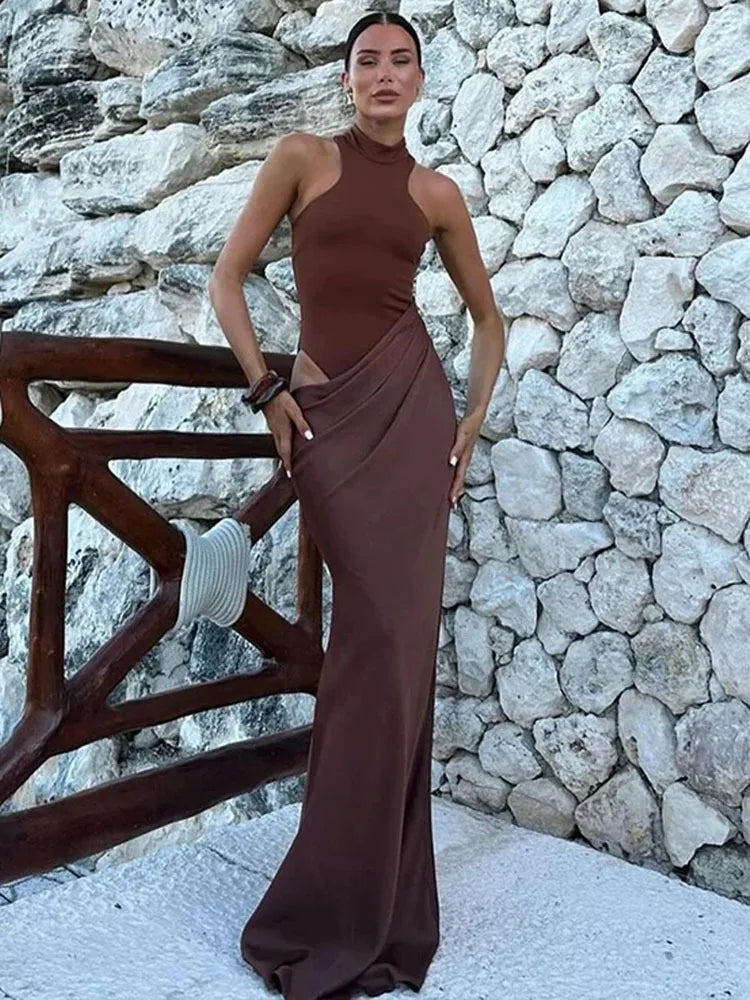 Satin Cut-Out Maxi Dress Lucia Rose