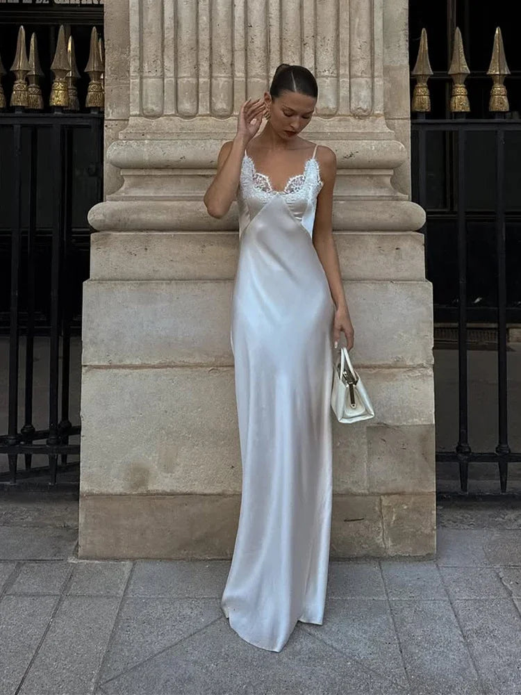 Vestido largo de satén Celeste Rose