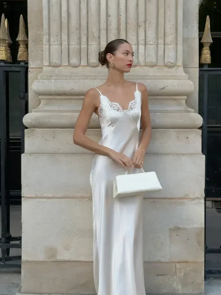 Vestido largo de satén Celeste Rose