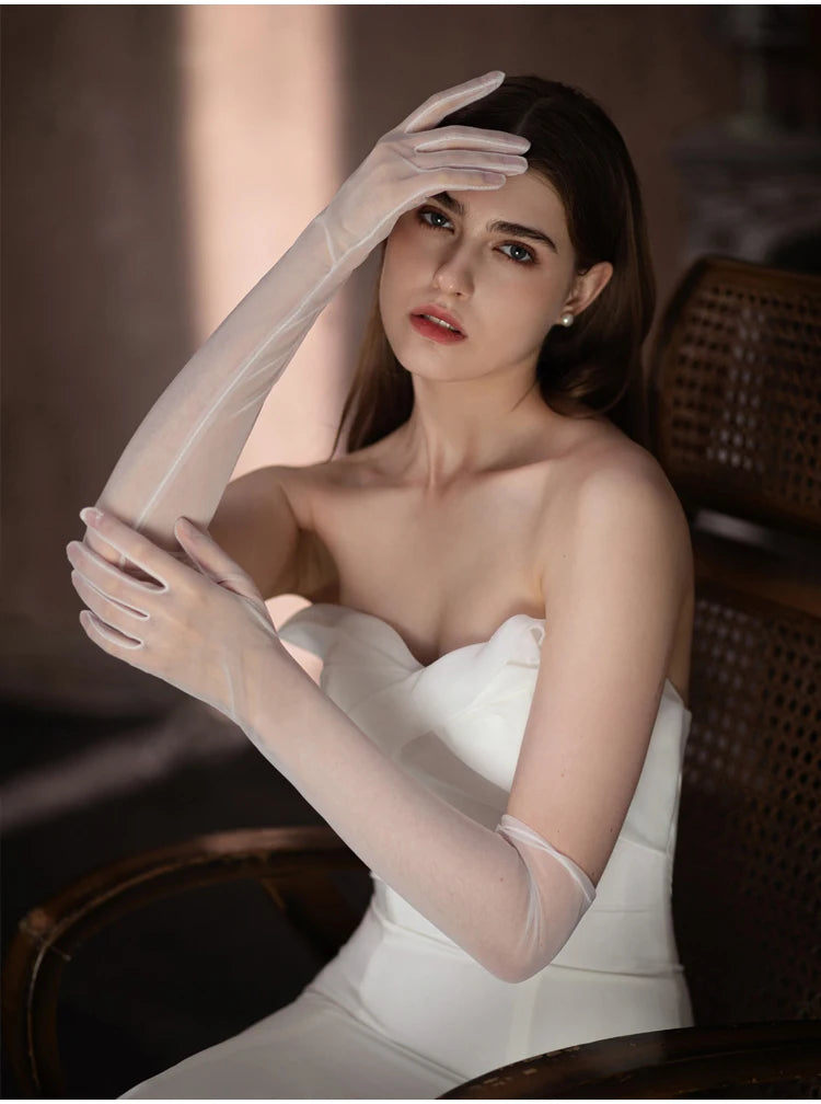 Soft Tulle Opera Bridal Gloves Seraphina Rose
