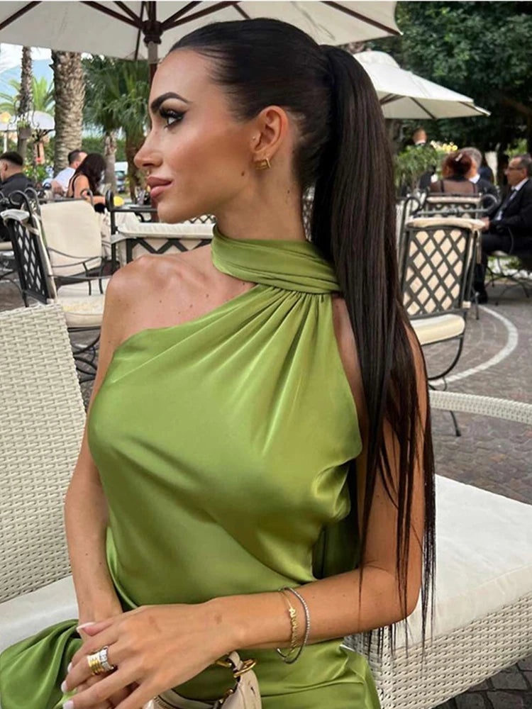 Satin Halter Dress Margot Rose