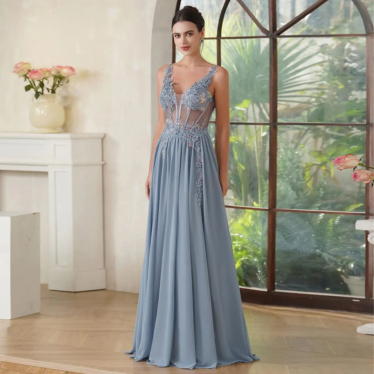 Beaded Chiffon Prom Gown Rosalind Rose