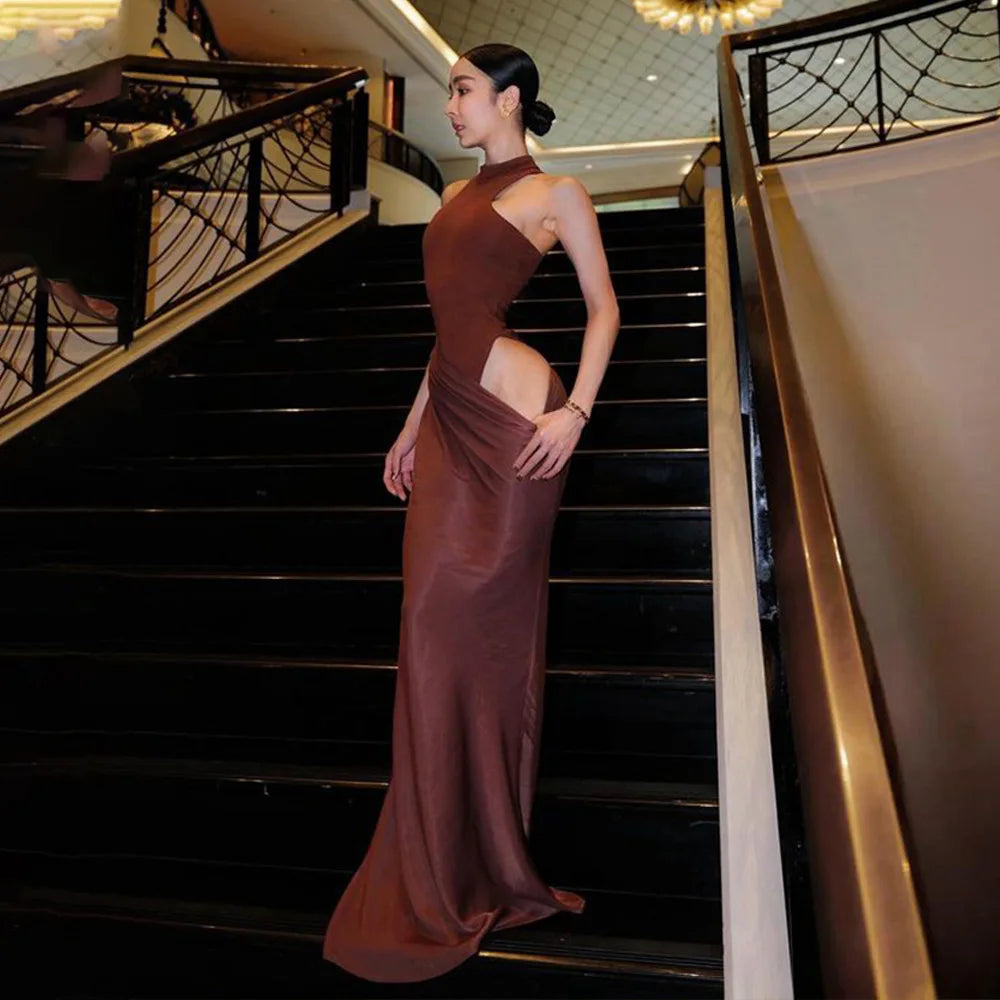 Satin Cut-Out Maxi Dress Lucia Rose