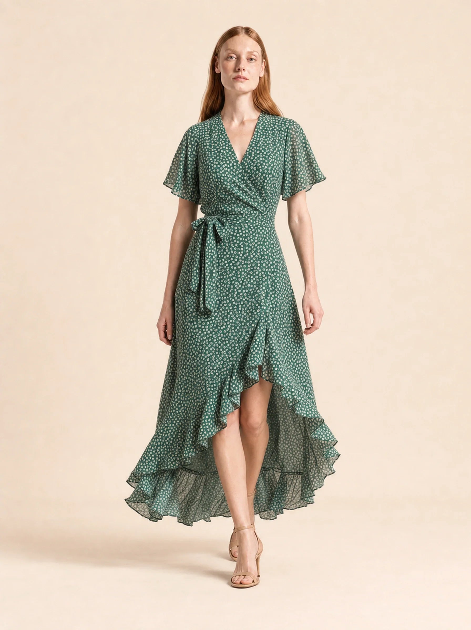 Chiffon Boho Wrap Maxi Dress Aurelia Rose - Green - Movement