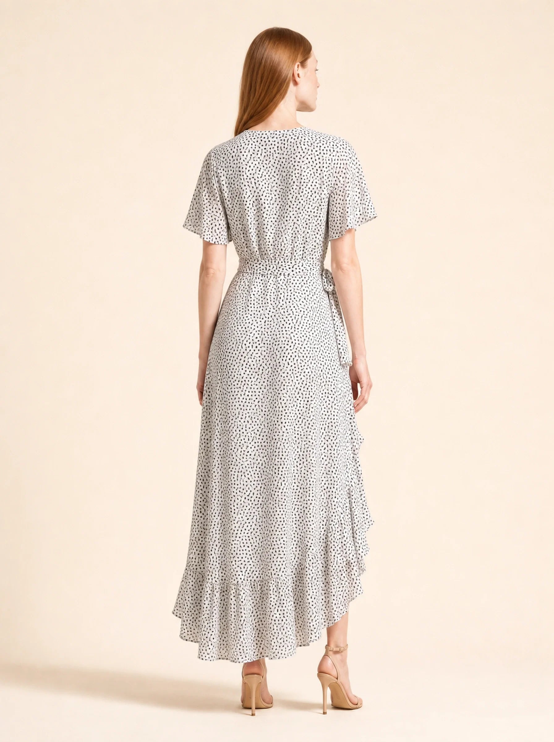 Chiffon Boho Wrap Maxi Dress Aurelia Rose - White - Back