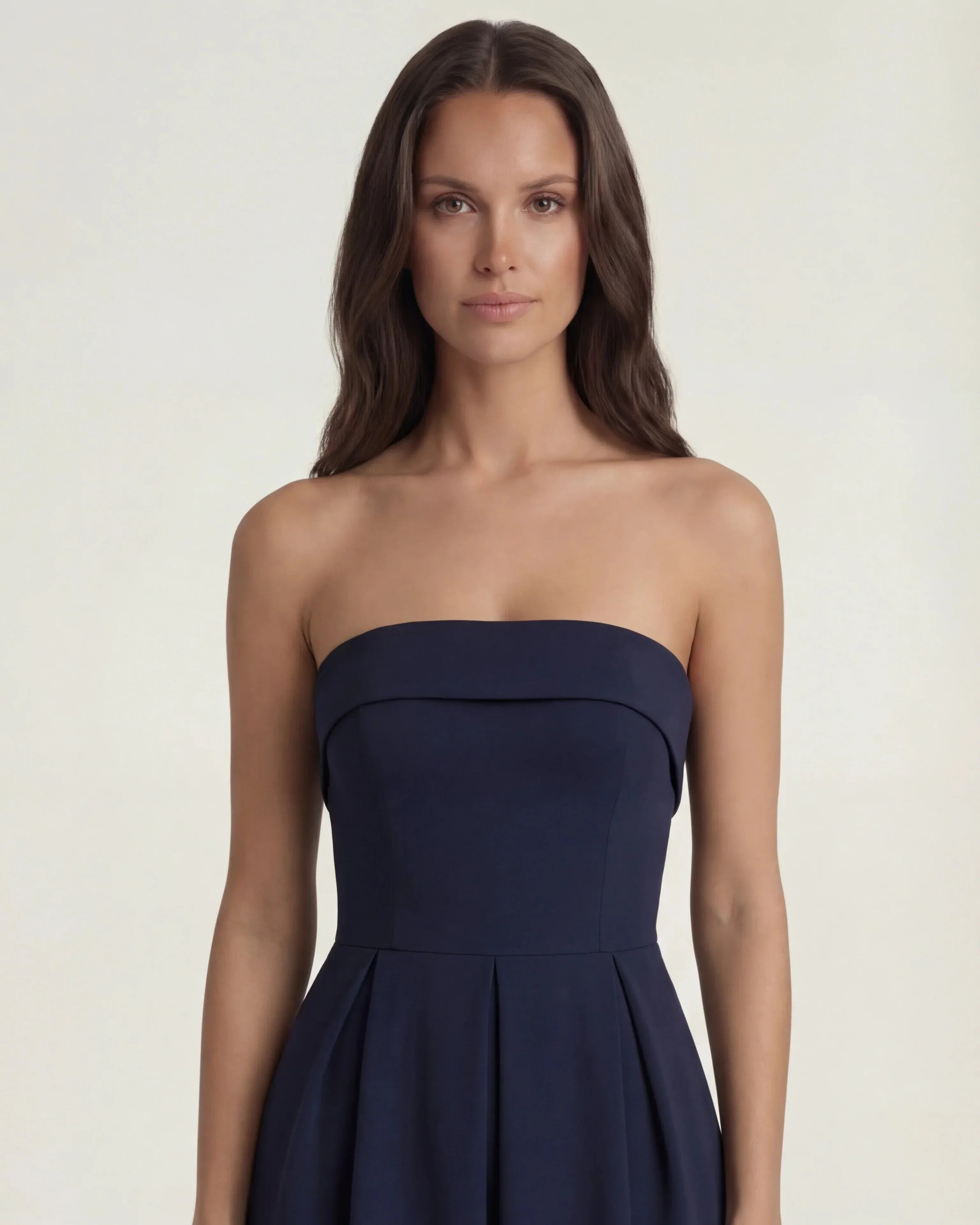 Navy Blue wrap midi dress with flattering draped fit, Penelope Rose by Rose & Mews