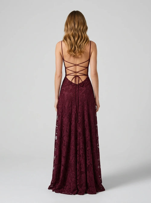 Vestido largo slip jacquard rojo Valentina Rose