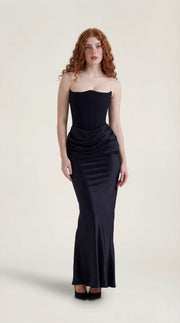 Vestido maxi de satén Delphine Rose